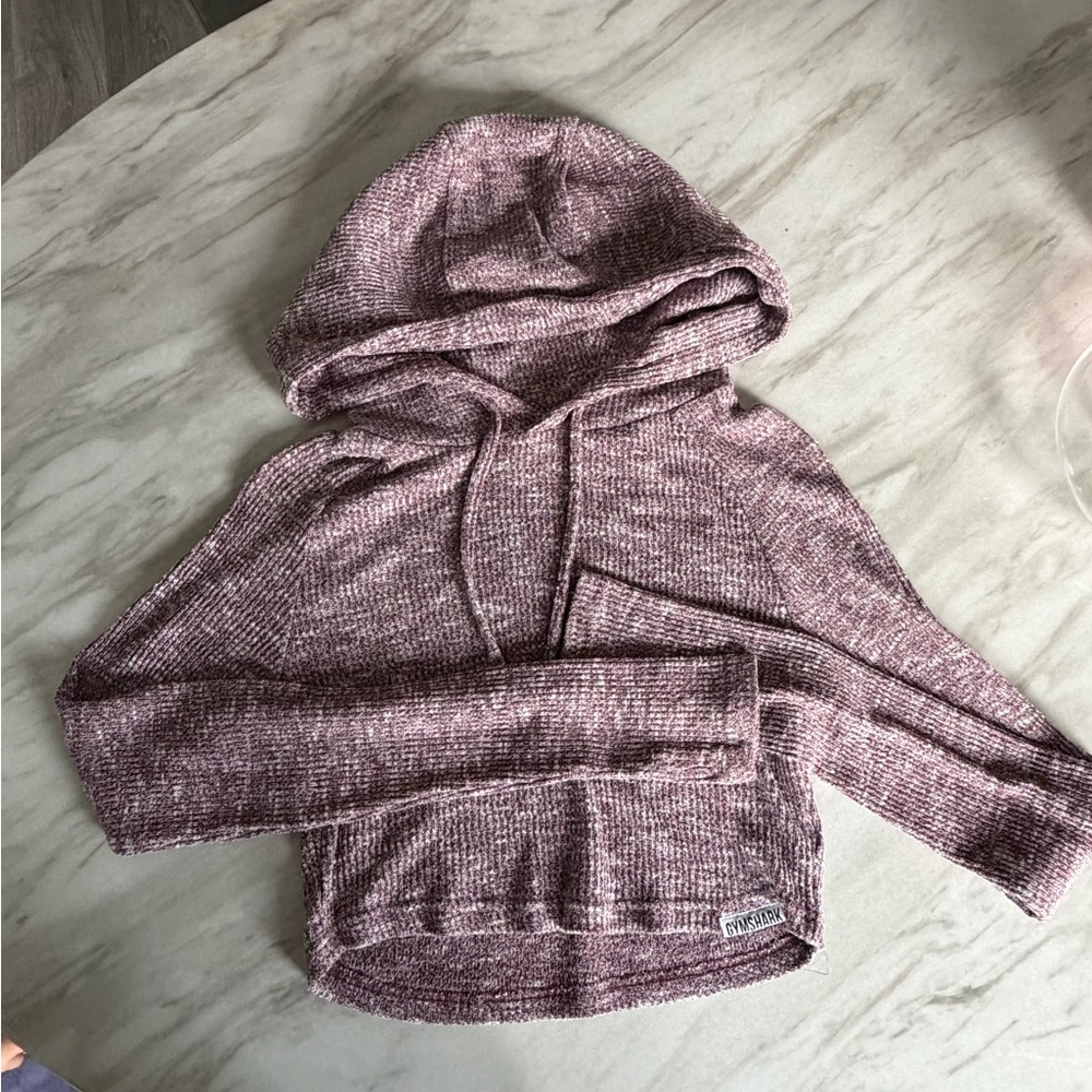 Gymshark Maroon Marled Crop Pullover Hoodie